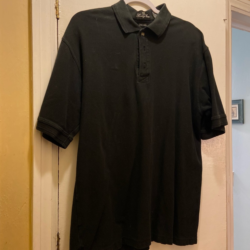 Heritage cross black classic polo shirt size large